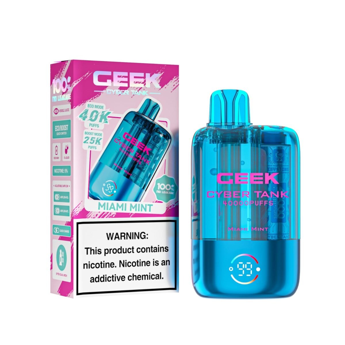 Miami Mint Geek Cyber Tank Disposable Vape 40K Puffs