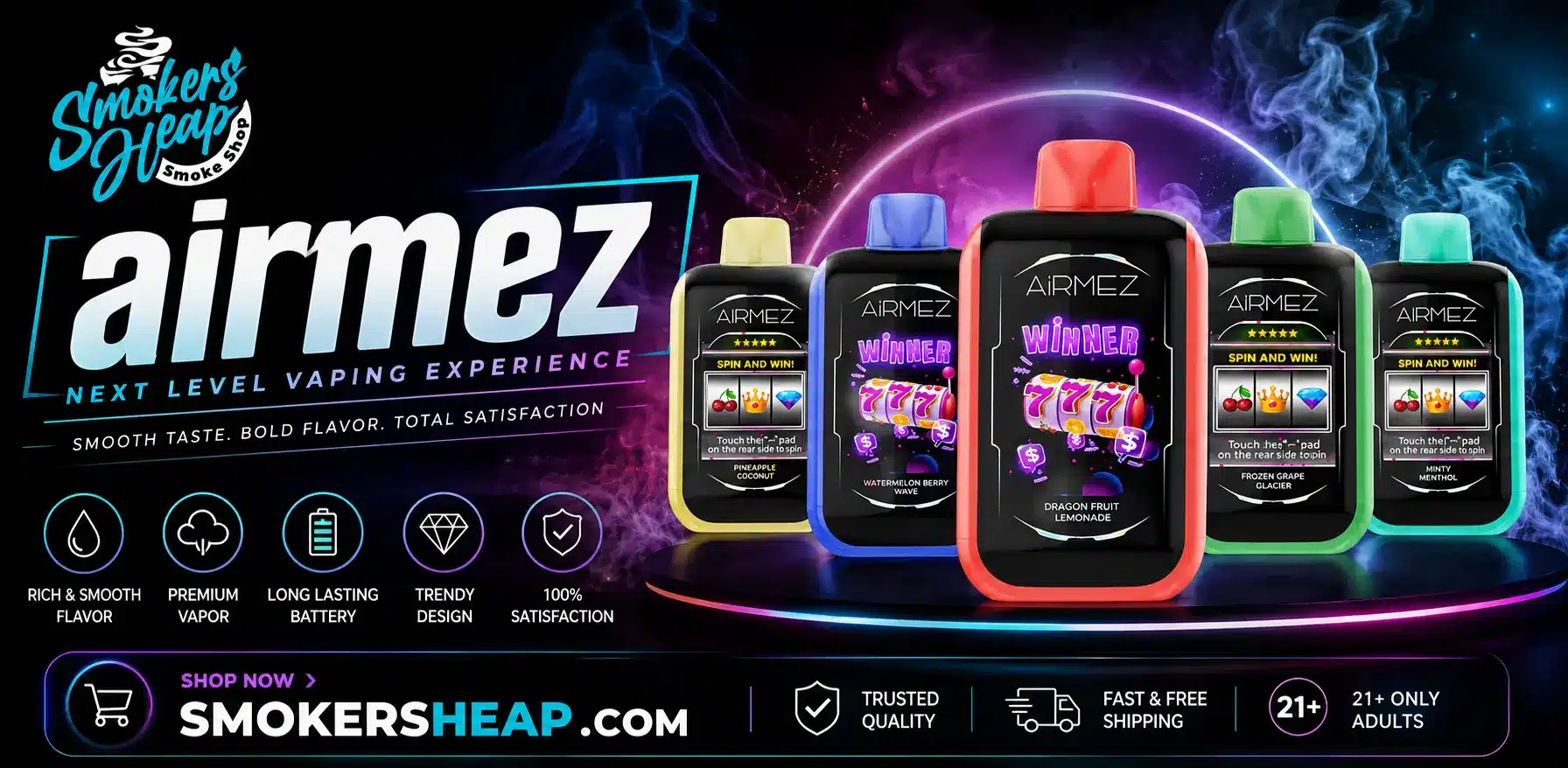 Airmez disposable vape device with premium flavor selection