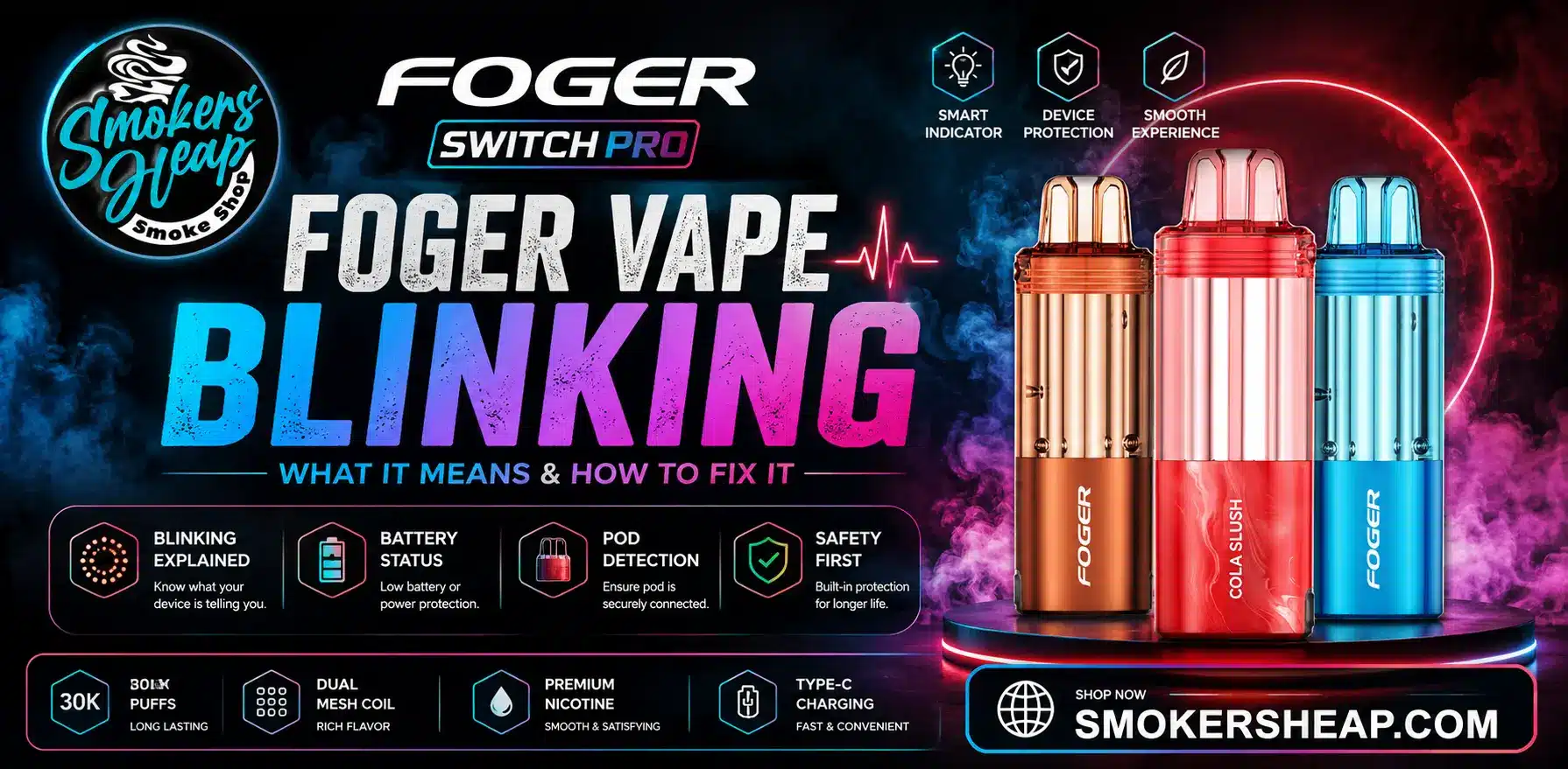 Troubleshooting a Foger vape blinking light issue