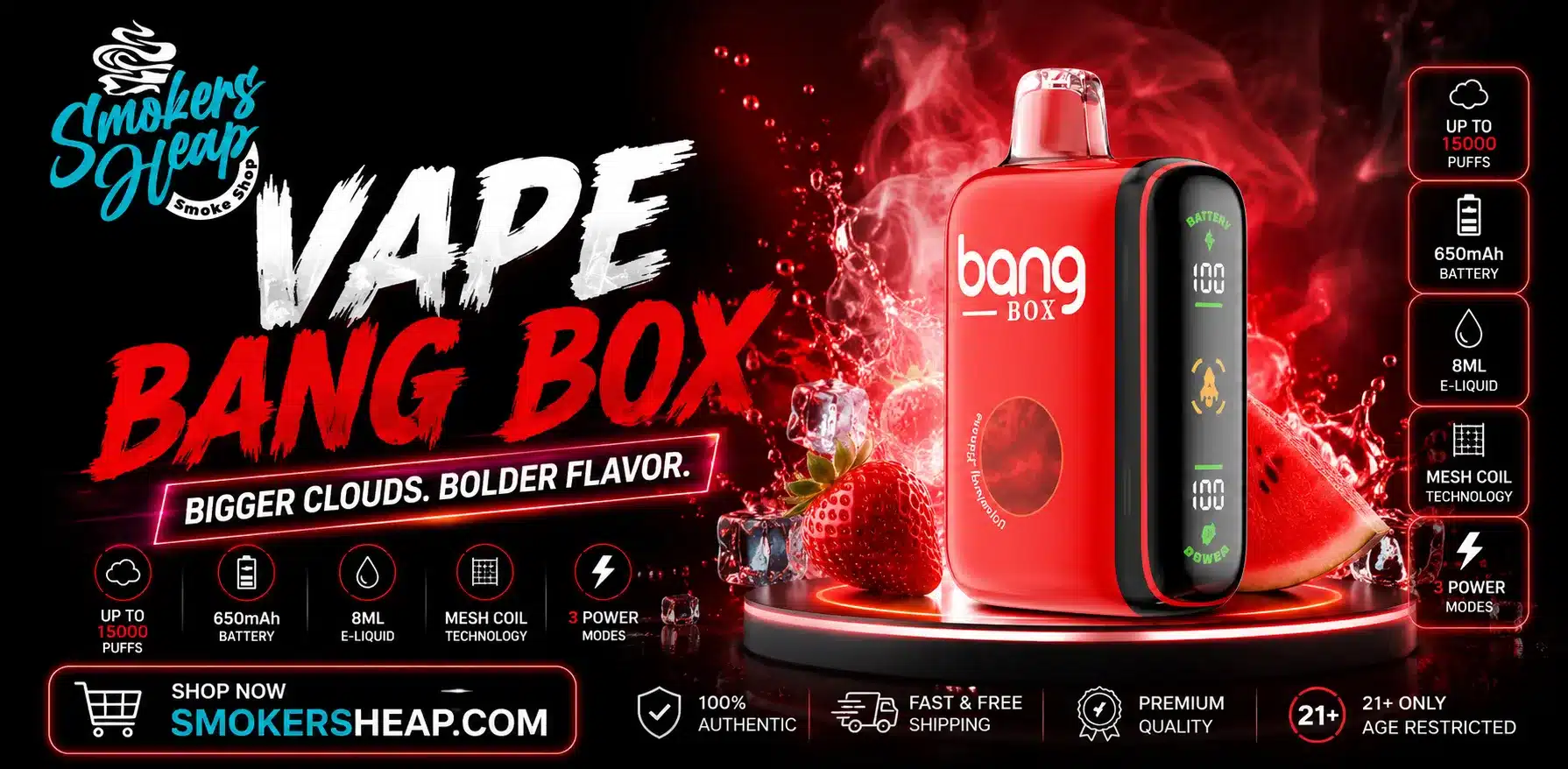 Vape Bang Box disposable device showing its compact design, branded body, mouthpiece, display features, and overall appearance for users searching for Bang Box vape information