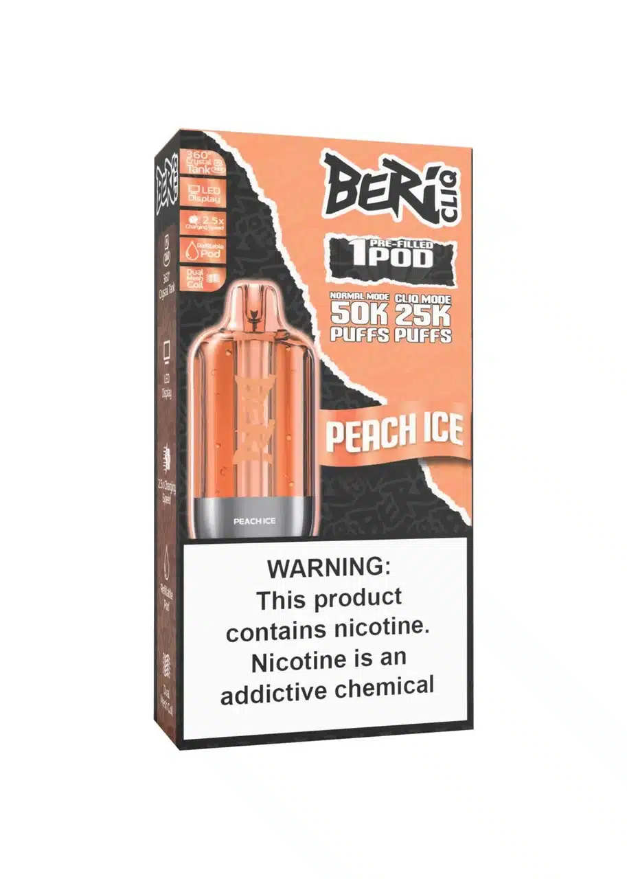 Peach Ice Beri Cliq 50000 Puffs Disposable Vape Kit