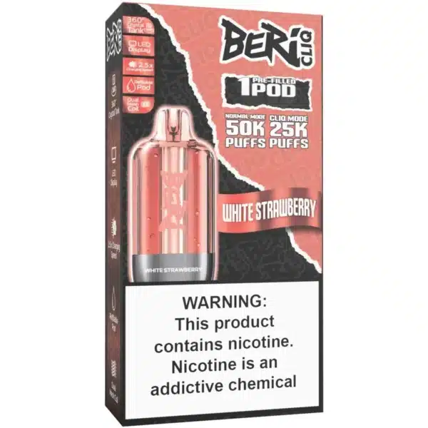 White Strawberry Beri Cliq 50000 Puffs Disposable Vape Kit