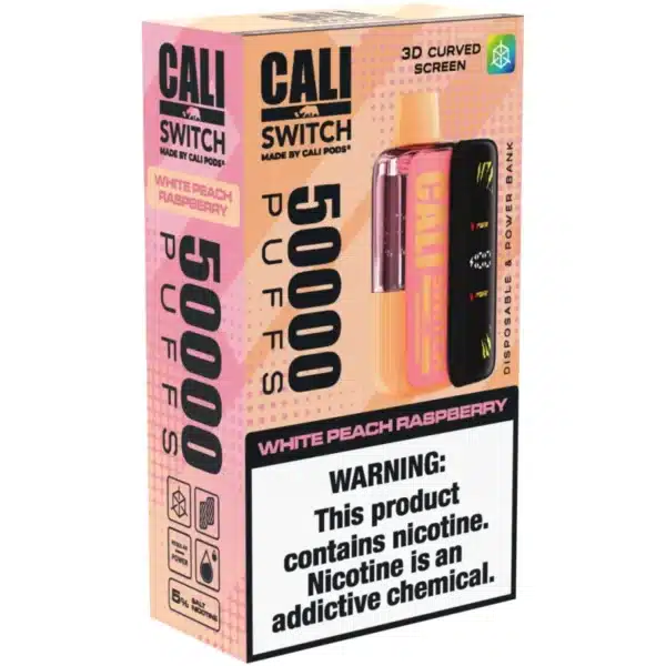 White Peach Raspberry Cali Switch 50000 Puffs Disposable Vape